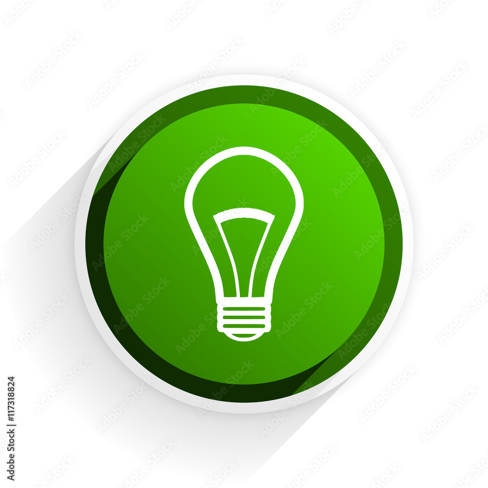 Aufkleber bulb flat icon with shadow on white background, green modern design web element