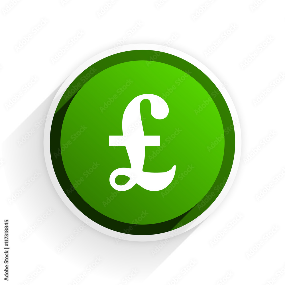 Poster pound flat icon with shadow on white background, green modern design web element