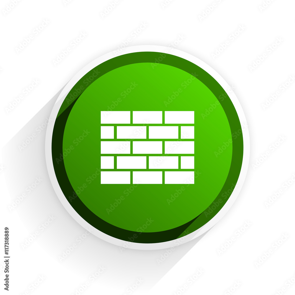 Poster firewall flat icon with shadow on white background, green modern design web element