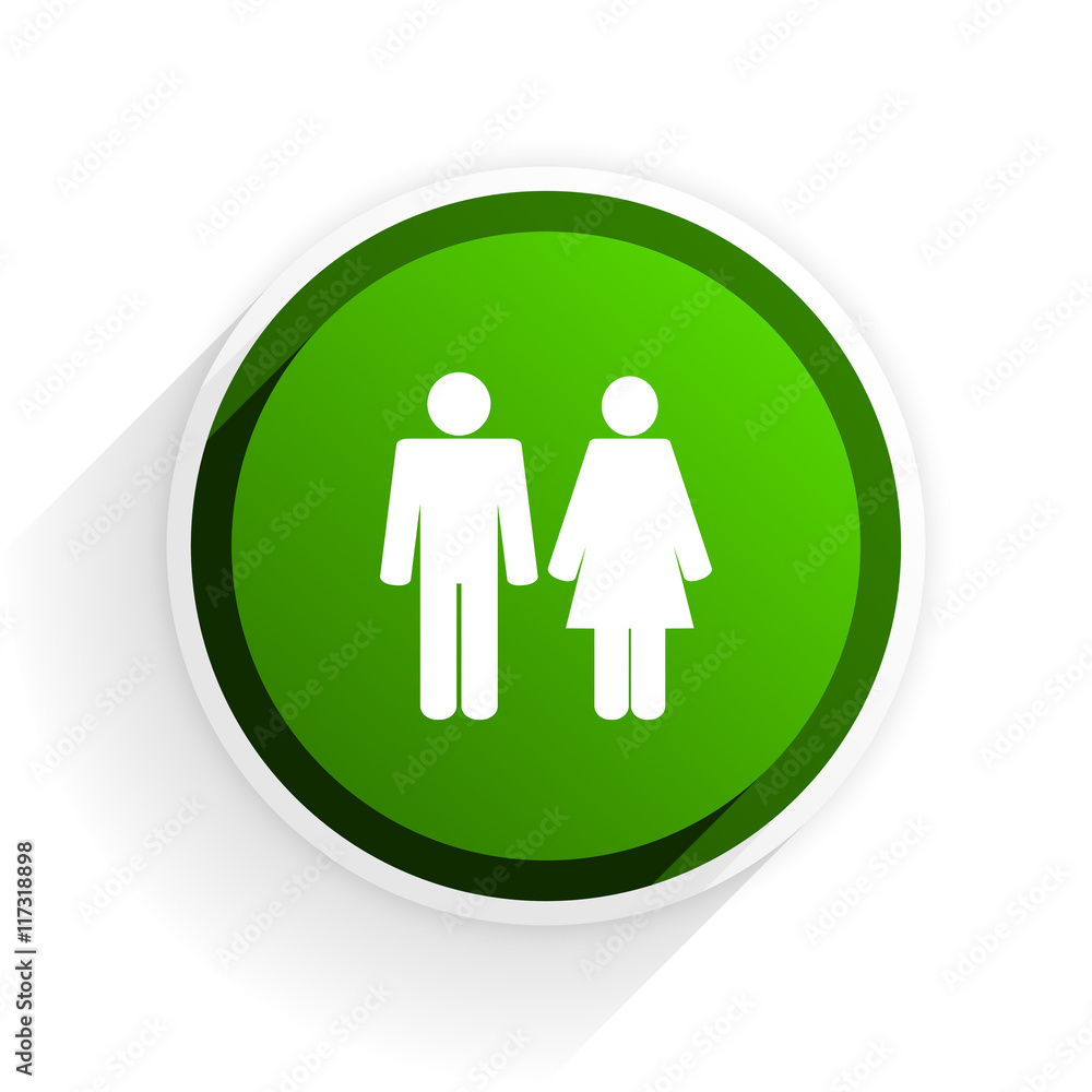 Poster couple flat icon with shadow on white background, green modern design web element