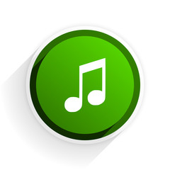 music flat icon with shadow on white background, green modern design web element