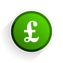 pound flat icon with shadow on white background, green modern design web element