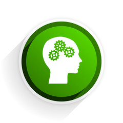 head flat icon with shadow on white background, green modern design web element