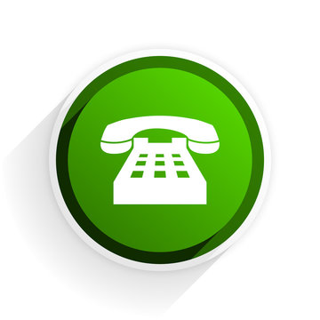 phone flat icon with shadow on white background, green modern design web element