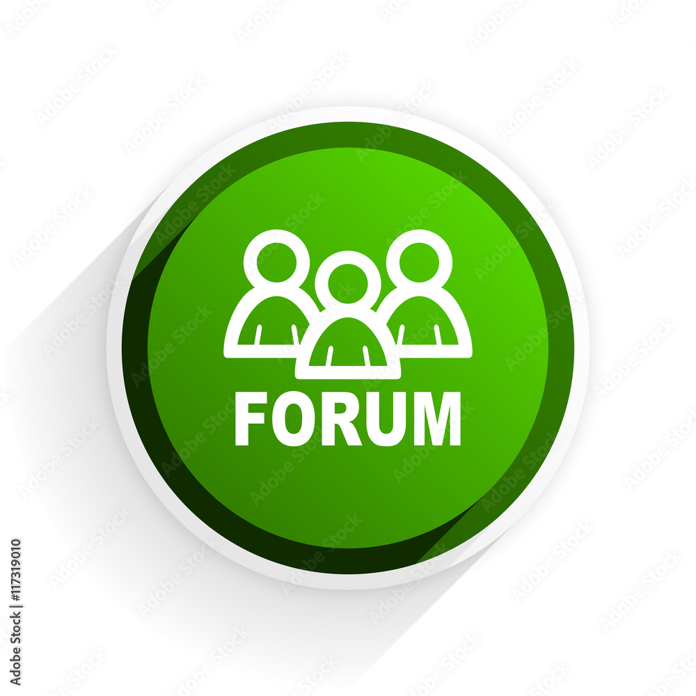 Poster forum flat icon with shadow on white background, green modern design web element