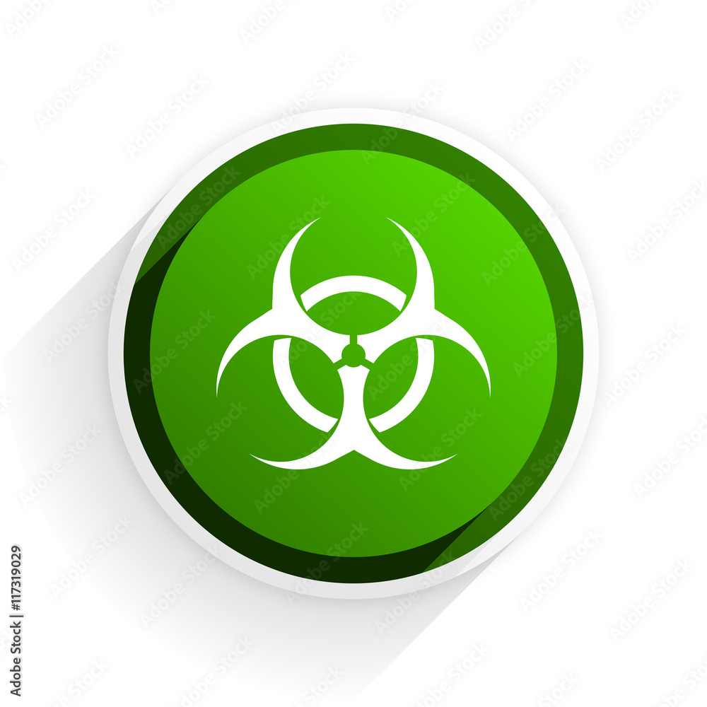 Poster biohazard flat icon with shadow on white background, green modern design web element