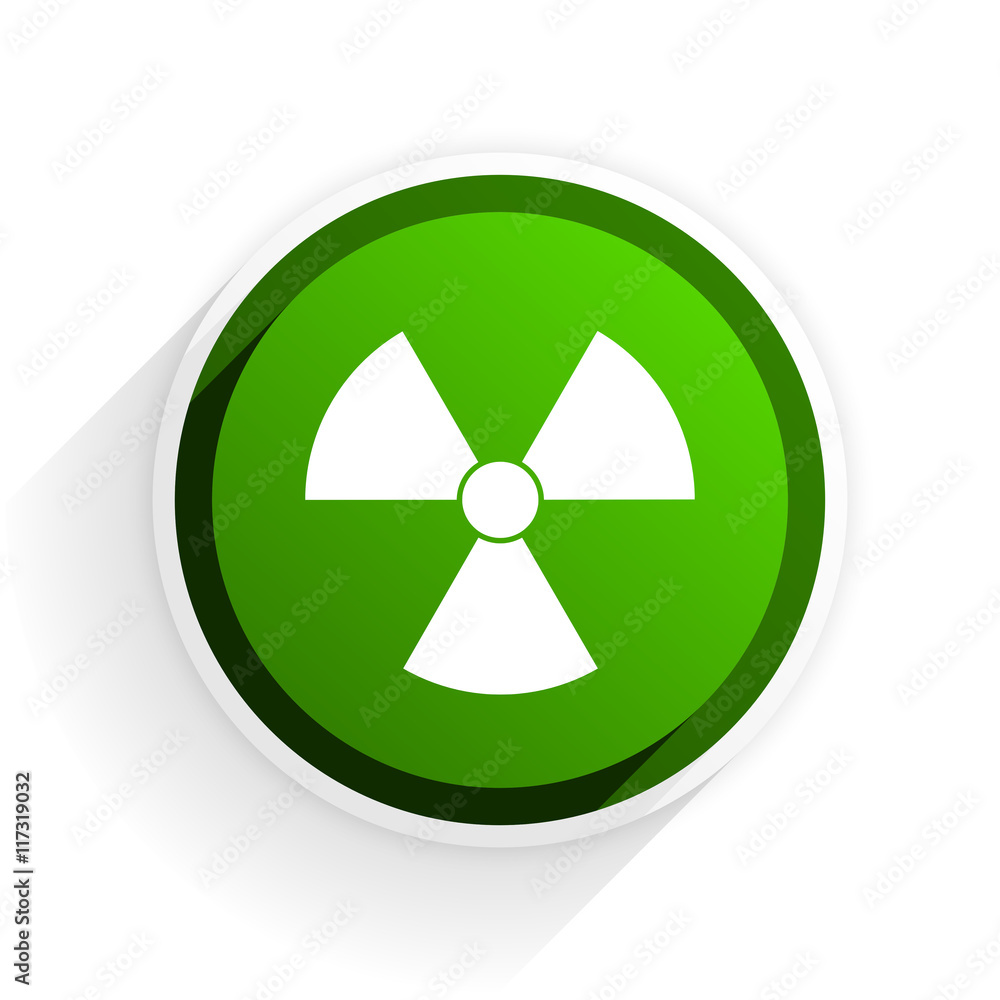 Poster radiation flat icon with shadow on white background, green modern design web element