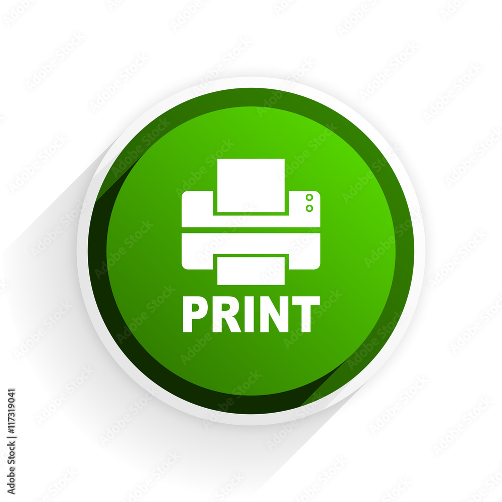 Aufkleber printer flat icon with shadow on white background, green modern design web element