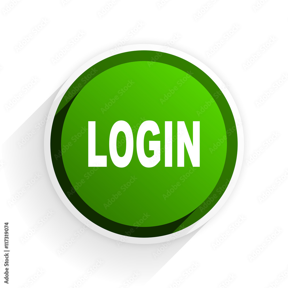 Poster login flat icon with shadow on white background, green modern design web element