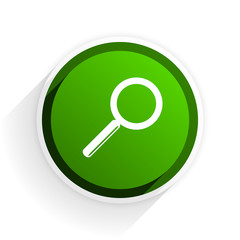 search flat icon with shadow on white background, green modern design web element