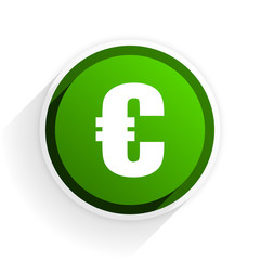 euro flat icon with shadow on white background, green modern design web element