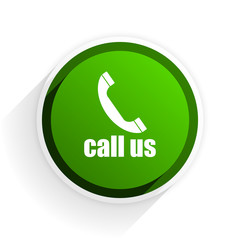call us flat icon with shadow on white background, green modern design web element