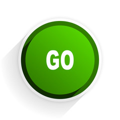 go flat icon with shadow on white background, green modern design web element