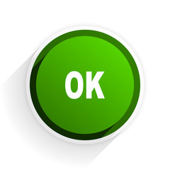 ok flat icon with shadow on white background, green modern design web element
