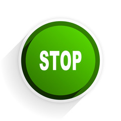stop flat icon with shadow on white background, green modern design web element