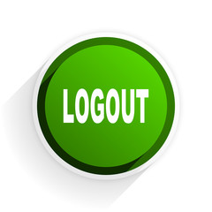logout flat icon with shadow on white background, green modern design web element