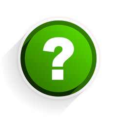question mark flat icon with shadow on white background, green modern design web element