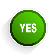 yes flat icon with shadow on white background, green modern design web element