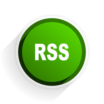 rss flat icon with shadow on white background, green modern design web element