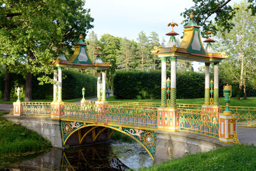Chinese bridge in Alexander Park in Tsarskoye Selo.