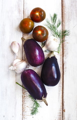 Fresh vegetables on wooden background