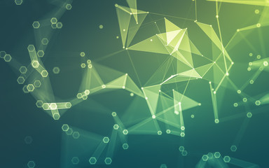 Abstract polygonal space low poly dark background, 3d rendering