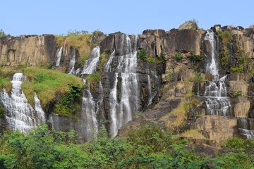 tropical cascading Pongour waterfall near dalat, vietnam