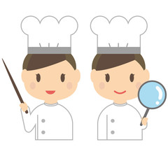 かわいいシェフ　コック　料理人　上半身 女性