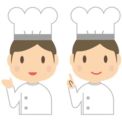 かわいいシェフ　コック　料理人　上半身　イケメン