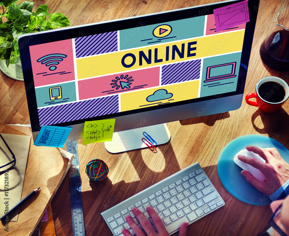 Aufkleber online networking internet computer sharing concept