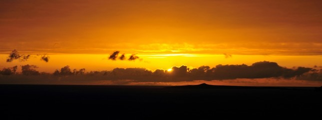 Panoramic centered sunset