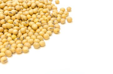 Soybeans isolated on a white background,closeup