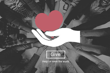 Heart Love Giving Charity Donate Concept - obrazy, fototapety, plakaty