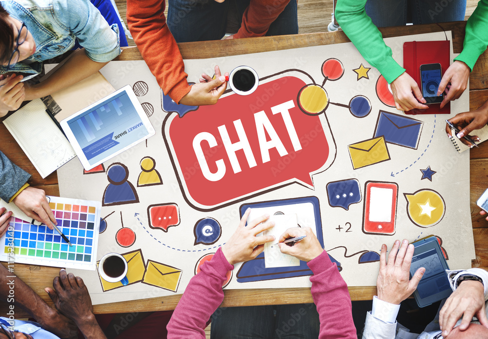 Poster chat communication social media networking connection concept