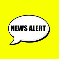 NEWS ALERT black wording on Speech bubbles Background Yellow
