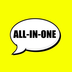 ALL-IN-ONE black wording on Speech bubbles Background Yellow