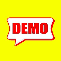 DEMO red wording on Speech bubbles Background Yellow