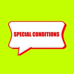 special conditions red wording on Speech bubbles Background Yellow lemon