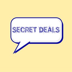 secret deals blue wording on Speech bubbles Background Yellow-White