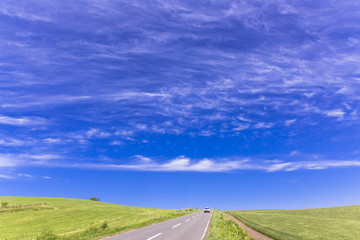 Fototapeta premium 美瑛・パッチワークの路の農道