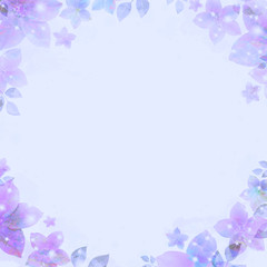 Ancient water color vignette, flickering flowers, violet