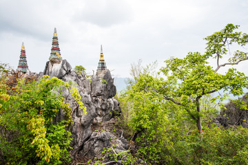 Pagoda on mountain at Chalermprakiat Prachomklao Rachanusorn tem