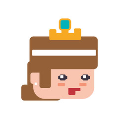 princess girl pixel video game play icon. Isolated and flat illustration. Vector graphic