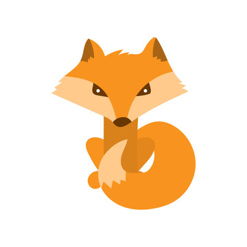 Vector cute fox. Hand draw cute character for children's illustration. Fox cartoon mascot.