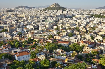 View of central downtown Athens  from the ancient Greek Acropolis