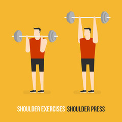 Fototapeta na wymiar Shoulder Exercises. Shoulder Press.