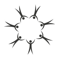 teamwork around human silhouette icon