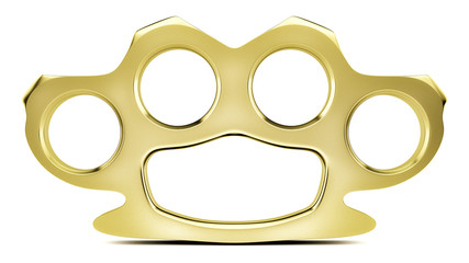 Gold Knuckle Duster in a high key studio environment. Version 1 of 2.