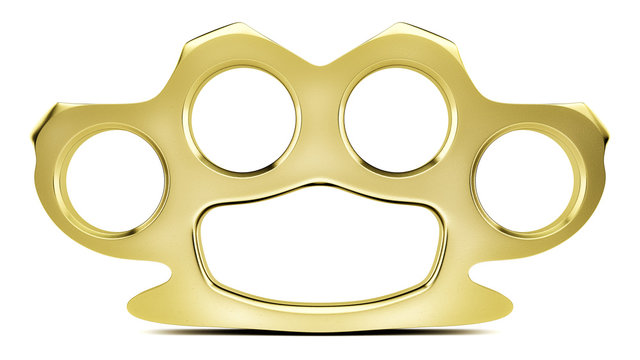 Gold Knuckle Duster in a high key studio environment. Version 1 of 2.