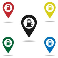 Map pointer with gas station icon